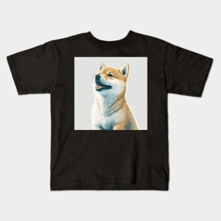 Shiba Inu Dog Realistic Drawing Happy and Laughing Kids T-Shirt